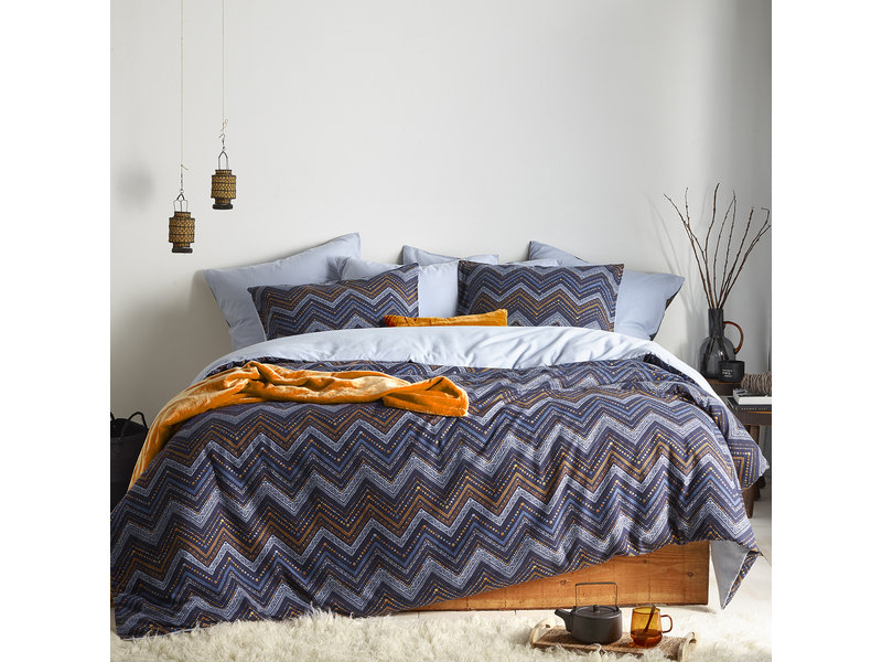 De Witte Lietaer Dekbedovertrek Sioux Blue Grey - Hotelmaat - 260 x 240 cm - Katoen Flanel