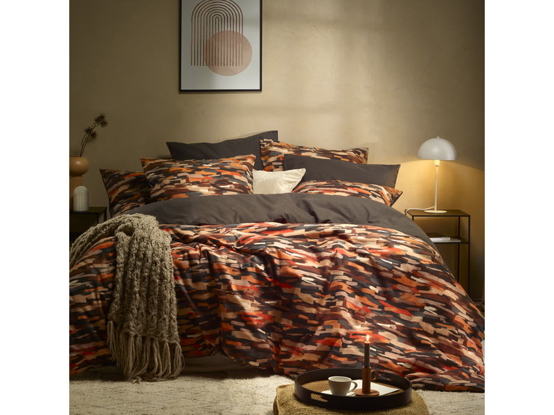 De Witte Lietaer Housse de couette Rothko Orange Rust - Format hôtel - 260 x 240 cm - Flanelle de coton