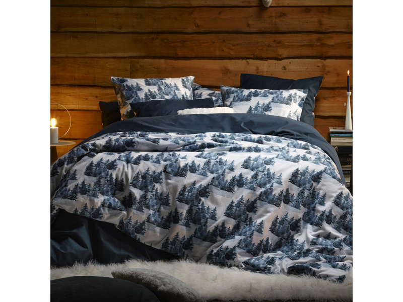 De Witte Lietaer Housse de couette North Eclipse Bleu - Double - 200 x 200/220 cm - Flanelle de Coton