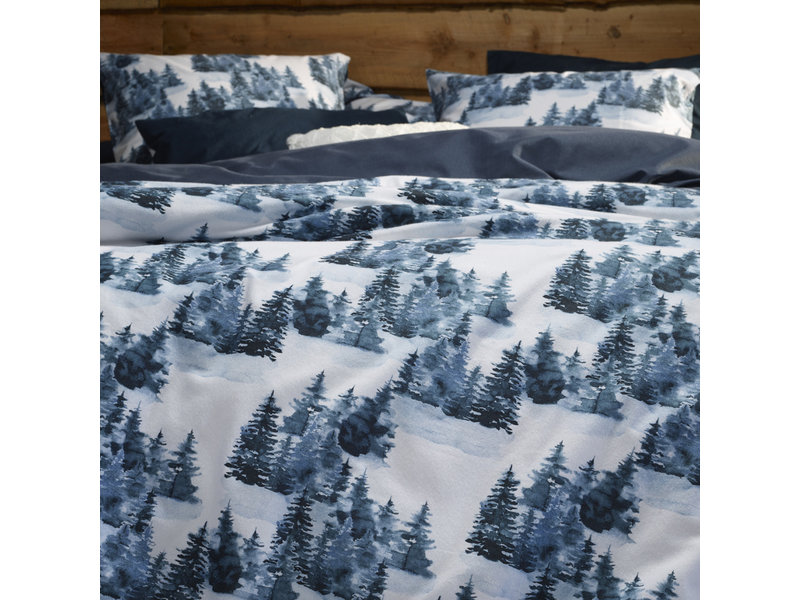 De Witte Lietaer Housse de couette North Eclipse Bleu - Double - 200 x 200/220 cm - Flanelle de Coton