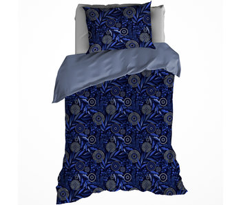 De Witte Lietaer Housse de couette Moonflower Bleu Cobalt 140 x 200/220 cm Flanelle de Coton