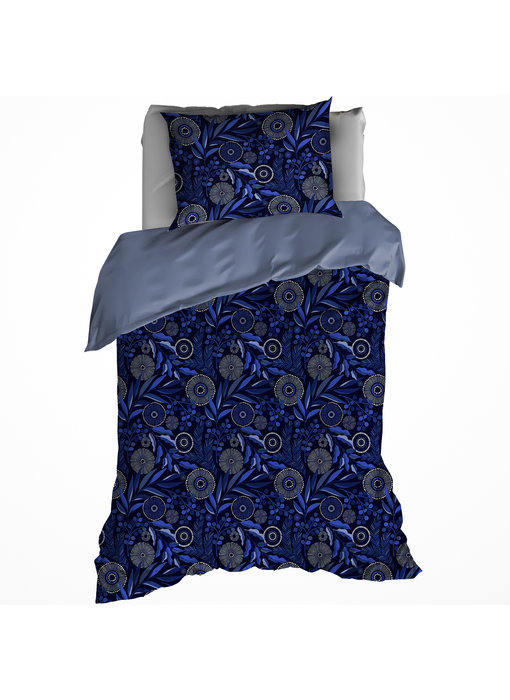 De Witte Lietaer Dekbedovertrek Moonflower Cobalt Blue 140 x 200/220 cm Katoen Flanel