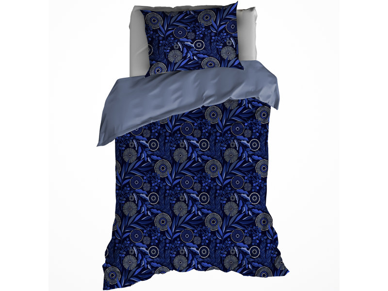 De Witte Lietaer Duvet cover Moonflower Cobalt Blue - Single - 140 x 200/220 cm - Cotton Flannel