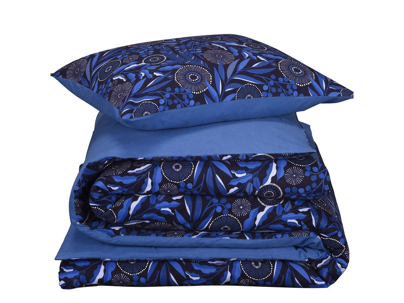 De Witte Lietaer Duvet cover Moonflower Cobalt Blue - Single - 140 x 200/220 cm - Cotton Flannel