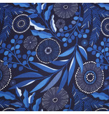 De Witte Lietaer Duvet cover Moonflower Cobalt Blue - Single - 140 x 200/220 cm - Cotton Flannel