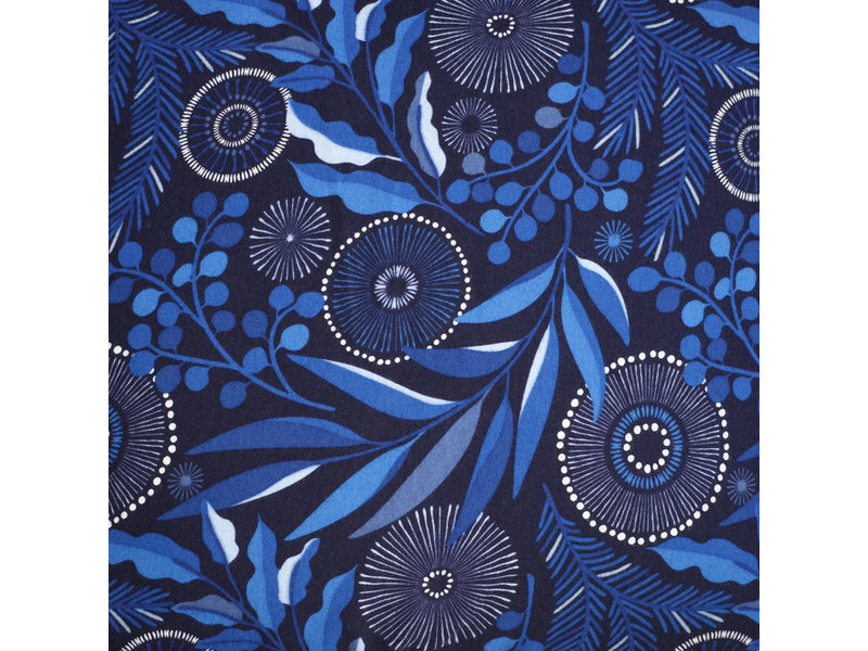 De Witte Lietaer Duvet cover Moonflower Cobalt Blue - Single - 140 x 200/220 cm - Cotton Flannel