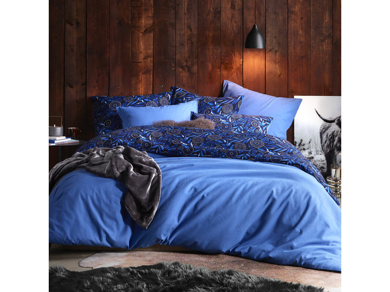 De Witte Lietaer Dekbedovertrek Moonflower Cobalt Blue - Eenpersoons - 140 x 200/220 cm - Katoen Flanel