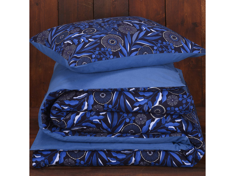 De Witte Lietaer Dekbedovertrek Moonflower Cobalt Blue - Eenpersoons - 140 x 200/220 cm - Katoen Flanel