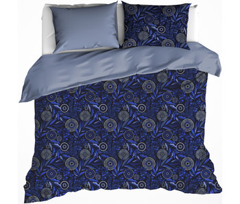 De Witte Lietaer Bettbezug Moonflower Kobaltblau 200 x 200/220 cm Baumwollflanell