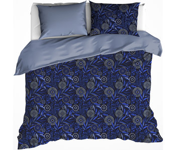 De Witte Lietaer Dekbedovertrek Moonflower Cobalt Blue 240 x 220cm Katoen Flanel