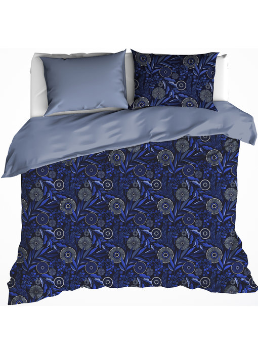 De Witte Lietaer Dekbedovertrek Moonflower Cobalt Blue 240 x 220cm Katoen Flanel