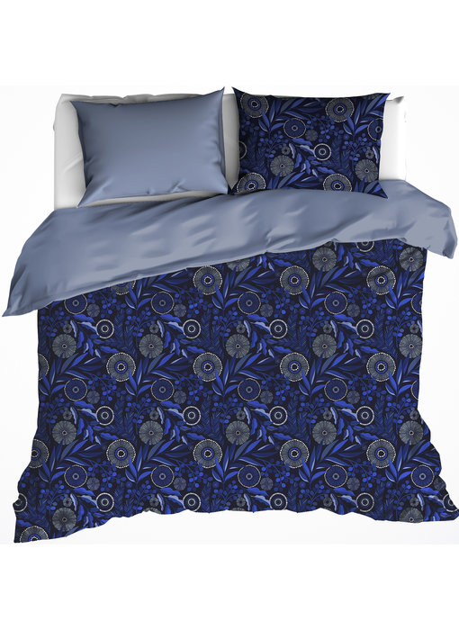 De Witte Lietaer Duvet cover Moonflower Cobalt Blue 240 x 220cm Cotton Flannel