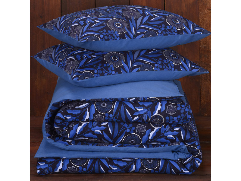 De Witte Lietaer Duvet cover Moonflower Cobalt Blue - Lits Jumeaux - 240 x 220 cm - Cotton Flannel