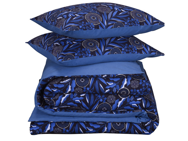 De Witte Lietaer Dekbedovertrek Moonflower Cobalt Blue - Lits Jumeaux - 240 x 220 cm - Katoen Flanel