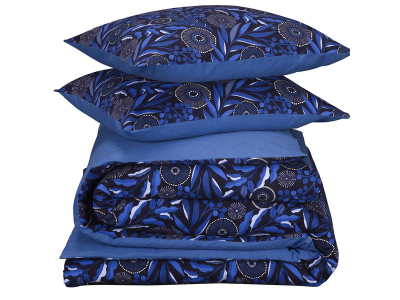 De Witte Lietaer Duvet cover Moonflower Cobalt Blue - Lits Jumeaux - 240 x 220 cm - Cotton Flannel