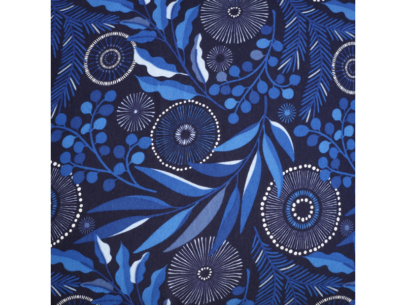 De Witte Lietaer Housse de couette Moonflower Bleu Cobalt - Lits Jumeaux - 240 x 220 cm - Flanelle de Coton
