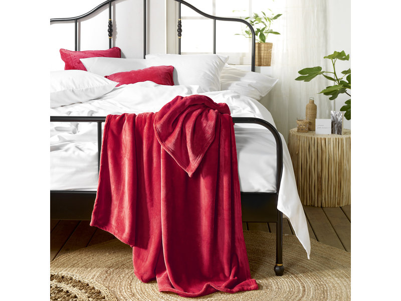 De Witte Lietaer Fleece blanket Snuggly Ruby Red - 150 x 200 cm - Red