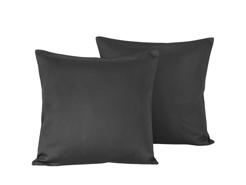 De Witte Lietaer Sierkussensloop Set Olivia Ebony - 40 x 40 cm - Satijn Katoen