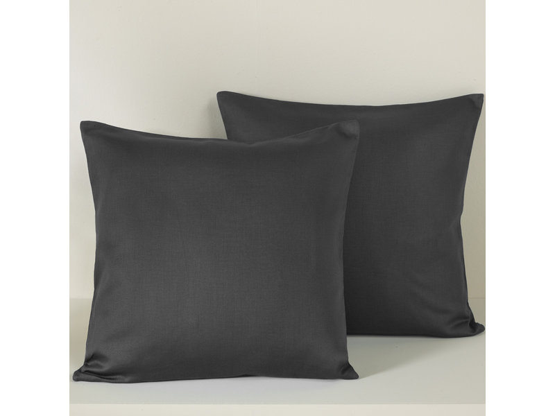 De Witte Lietaer Dekoratives Kissenbezug-Set Olivia Ebony - 40 x 40 cm - Satin Baumwolle