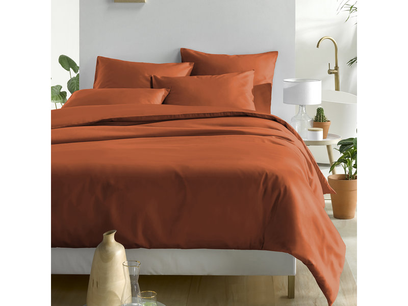 De Witte Lietaer Housse de couette Coton Satin Olivia - Format hôtel - 260 x 240 cm - Marron