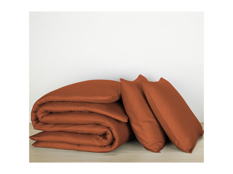 De Witte Lietaer Housse de couette Coton Satin Olivia - Format hôtel - 260 x 240 cm - Marron