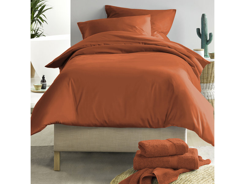 De Witte Lietaer Housse de couette Coton Satin Olivia - Simple - 140 x 200/220 cm - Marron