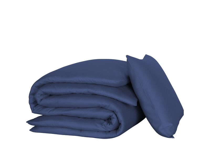 De Witte Lietaer Housse de couette Coton Satin Olivia - Simple - 140 x 200/220 cm - Bleu