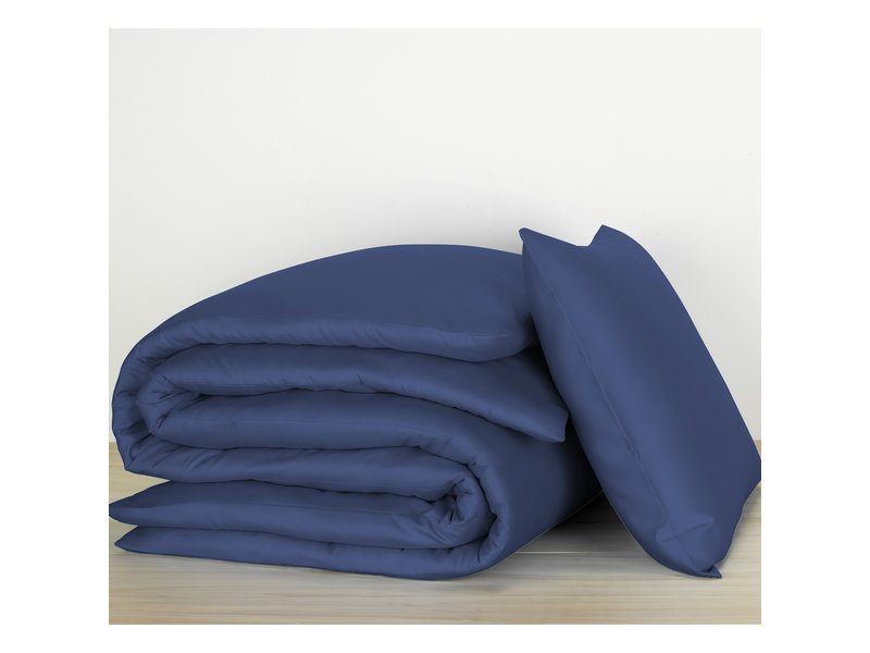 De Witte Lietaer Housse de couette Coton Satin Olivia - Simple - 140 x 200/220 cm - Bleu