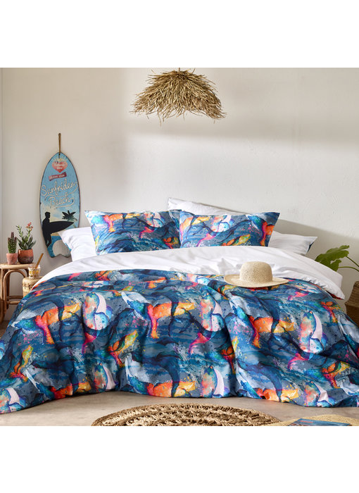 De Witte Lietaer Duvet cover Whales Deep Blue 140 x 200/220 cm Cotton Percale