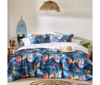 De Witte Lietaer Housse de couette Whales Deep Blue 200 x 200/220 cm Percale de Coton