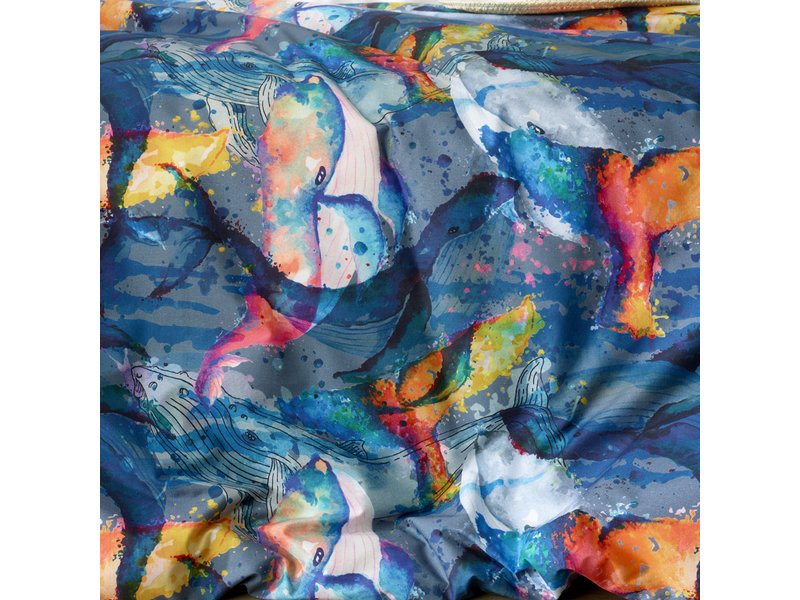 De Witte Lietaer Dekbedovertrek Whales Deep Blue - Lits Jumeaux - 240 x 220 cm - Katoen Perkal