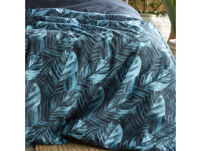 De Witte Lietaer Duvet cover Musa Midnight Blue - Double - 200 x 200/220 - Cotton Perkal