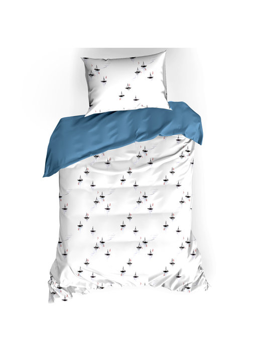 De Witte Lietaer Housse de couette Hiroshi Blue Horizon 140 x 200/220 cm Percale de Coton