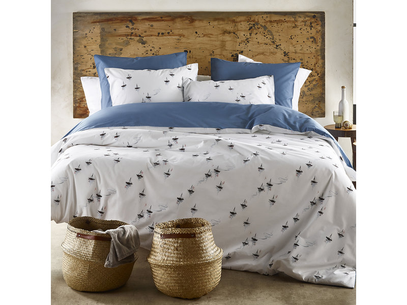 De Witte Lietaer Housse de couette Hiroshi Blue Horizon - Simple - 140 x 200/220 - Percale de Coton