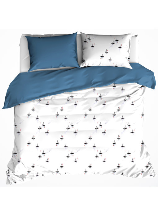 De Witte Lietaer Housse de couette Hiroshi Blue Horizon 200 x 200/220 cm Percale de Coton