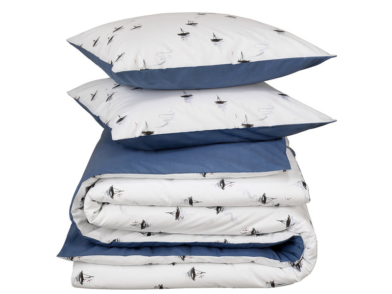 De Witte Lietaer Housse de couette Hiroshi Blue Horizon - Double - 200 x 200/220 - Percale de Coton