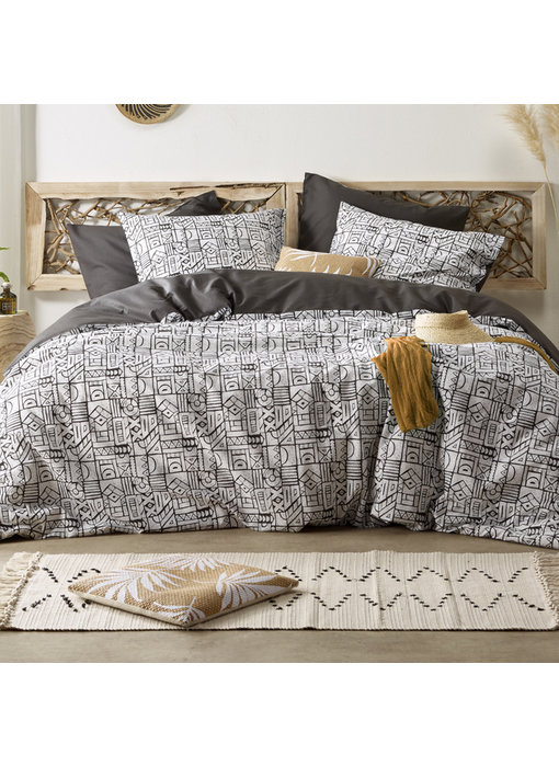 De Witte Lietaer Housse de couette Cuzco Stone Grey 140 x 200/220 cm Percale de Coton