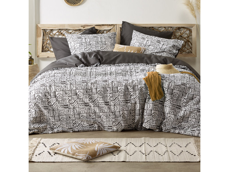 De Witte Lietaer Housse de couette Cuzco Stone Grey - Simple - 140 x 200/220 - Percale de Coton