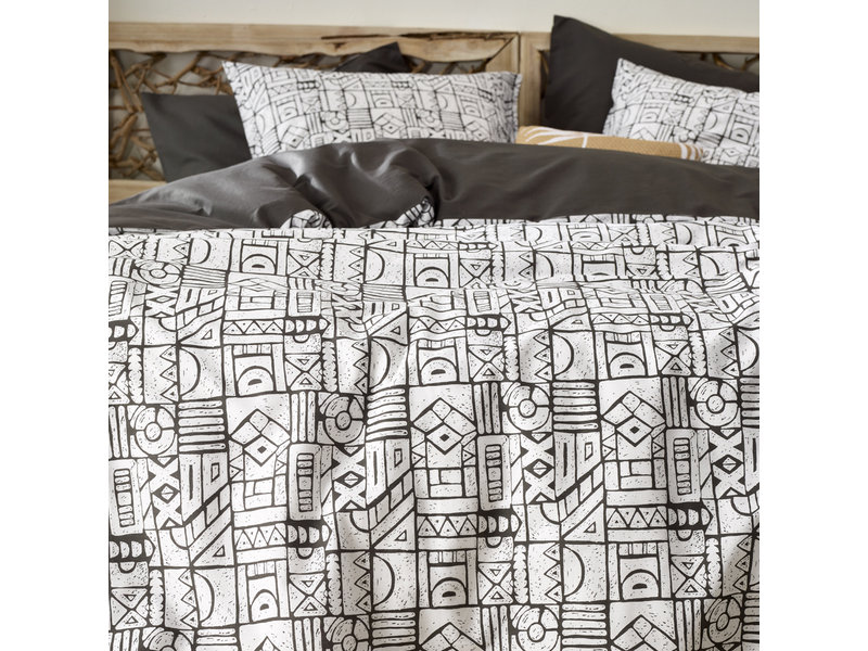 De Witte Lietaer Duvet cover Cuzco Stone Gray - Double - 200 x 200/220 - Cotton Percale