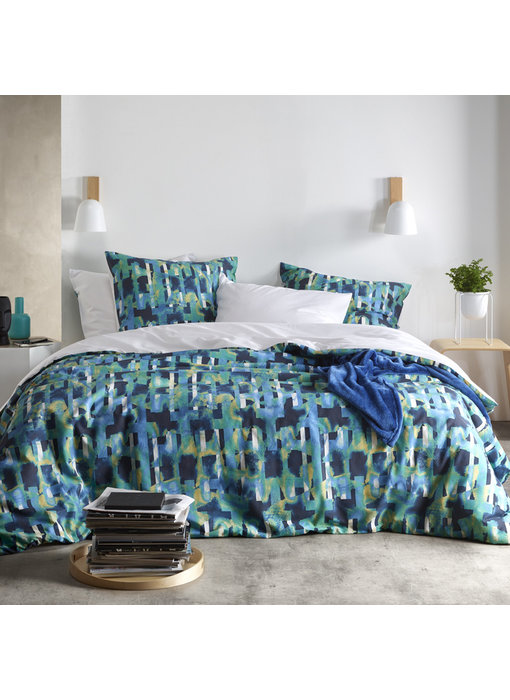 De Witte Lietaer Duvet cover Checkered Sea Green 200 x 200/220 cm Cotton Percale