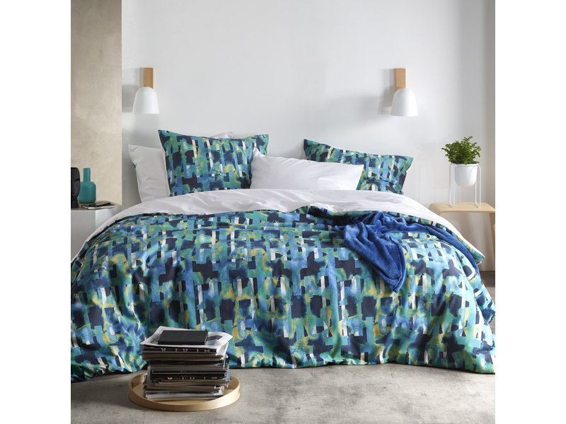 De Witte Lietaer Bettbezug Checkered Sea Green - Doppel - 200 x 200/220 - Baumwolle Perkal