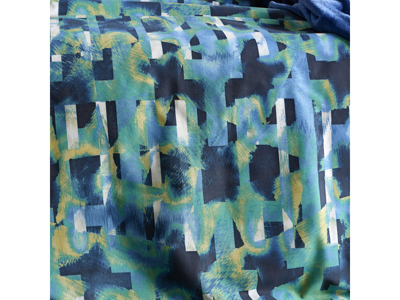 De Witte Lietaer Housse de couette Checkered Sea Green - Double - 200 x 200/220 - Coton Perkal