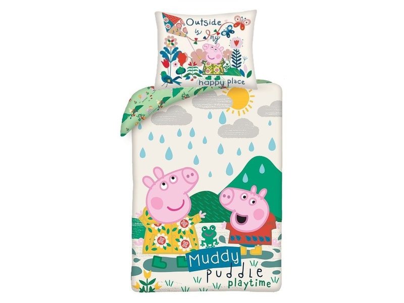 Peppa Pig Dekbedovertrek Muddy - 140 x 200 + 70 x 90 cm - Katoen