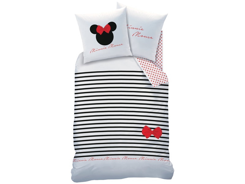 Disney Minnie Mouse Dekbedovertrek Stripes - Eenpersoons - 140  x 200 cm - Katoen