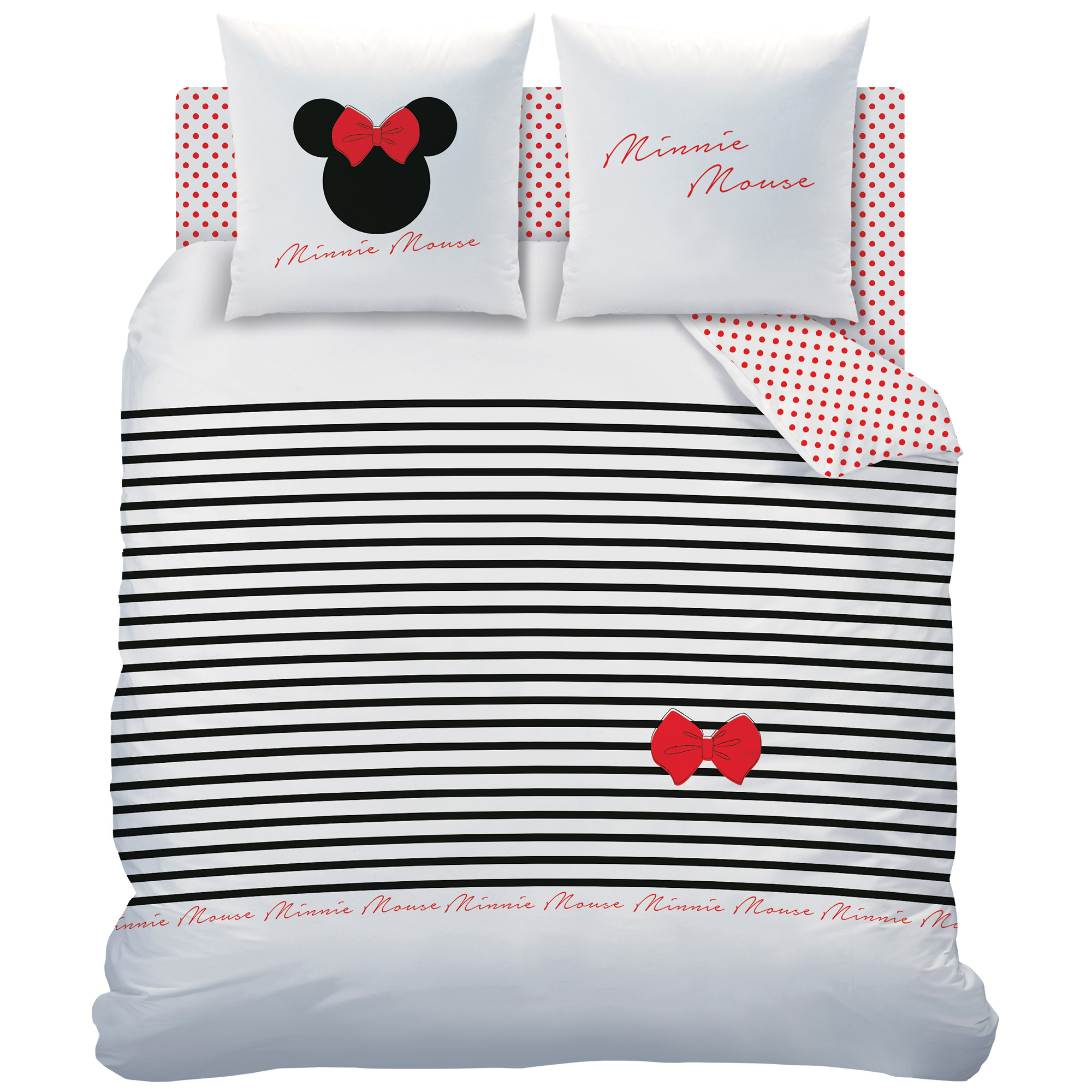 Disney Minnie Mouse Dekbedovertrek 2-persoons Stripes 240x220 + sloop 2 st.  - SimbaShop.nl