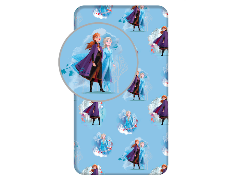 Disney Frozen Drap housse Anna Elsa - Simple - 90 x 200 cm - Bleu