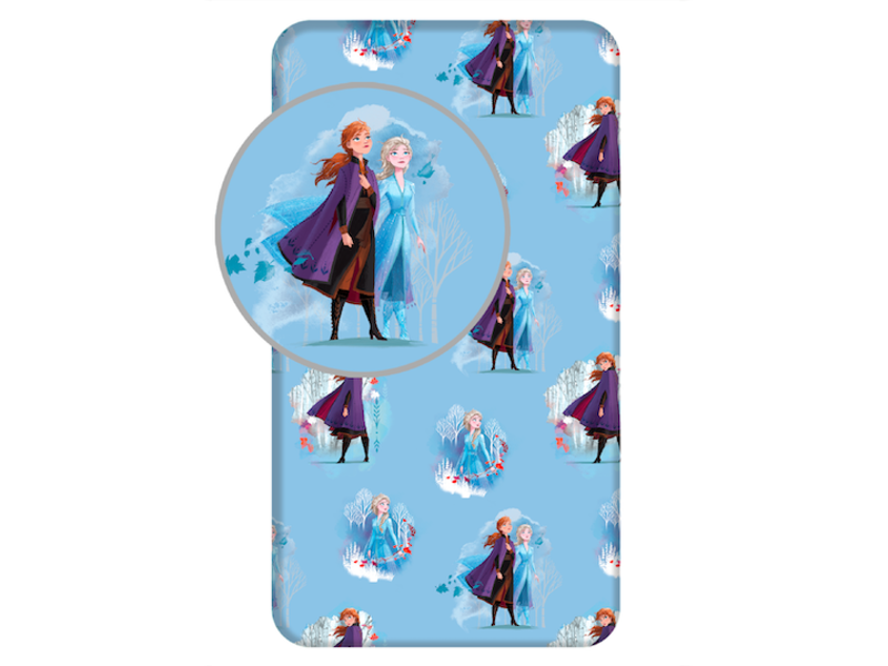 Disney Frozen Spannbettlaken Anna Elsa - Einzeln - 90 x 200 cm - Blau