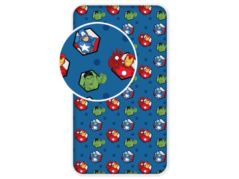 Marvel Avengers Hoeslaken - Eenpersoons - 90 x 200 cm - Blauw