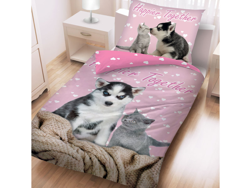 Animal Pictures Dekbedovertrek Happier Together - 140 x 200 + 70 x 90 cm - Katoen