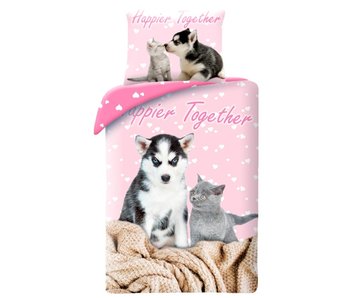 Animal Pictures Housse de couette Happier Together 140 x 200 + 70 x90 cm Coton